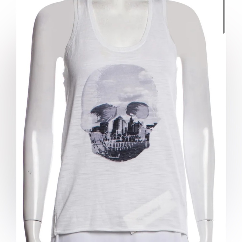 Skull Cashmere White Tank